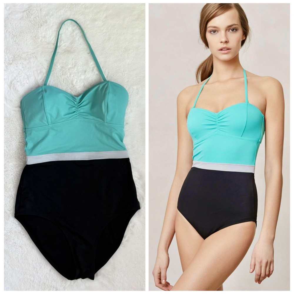ANTHROPOLOGIE S Mermaid Tag Rodanthe Colorblocked Maillot Swimsuit 2013